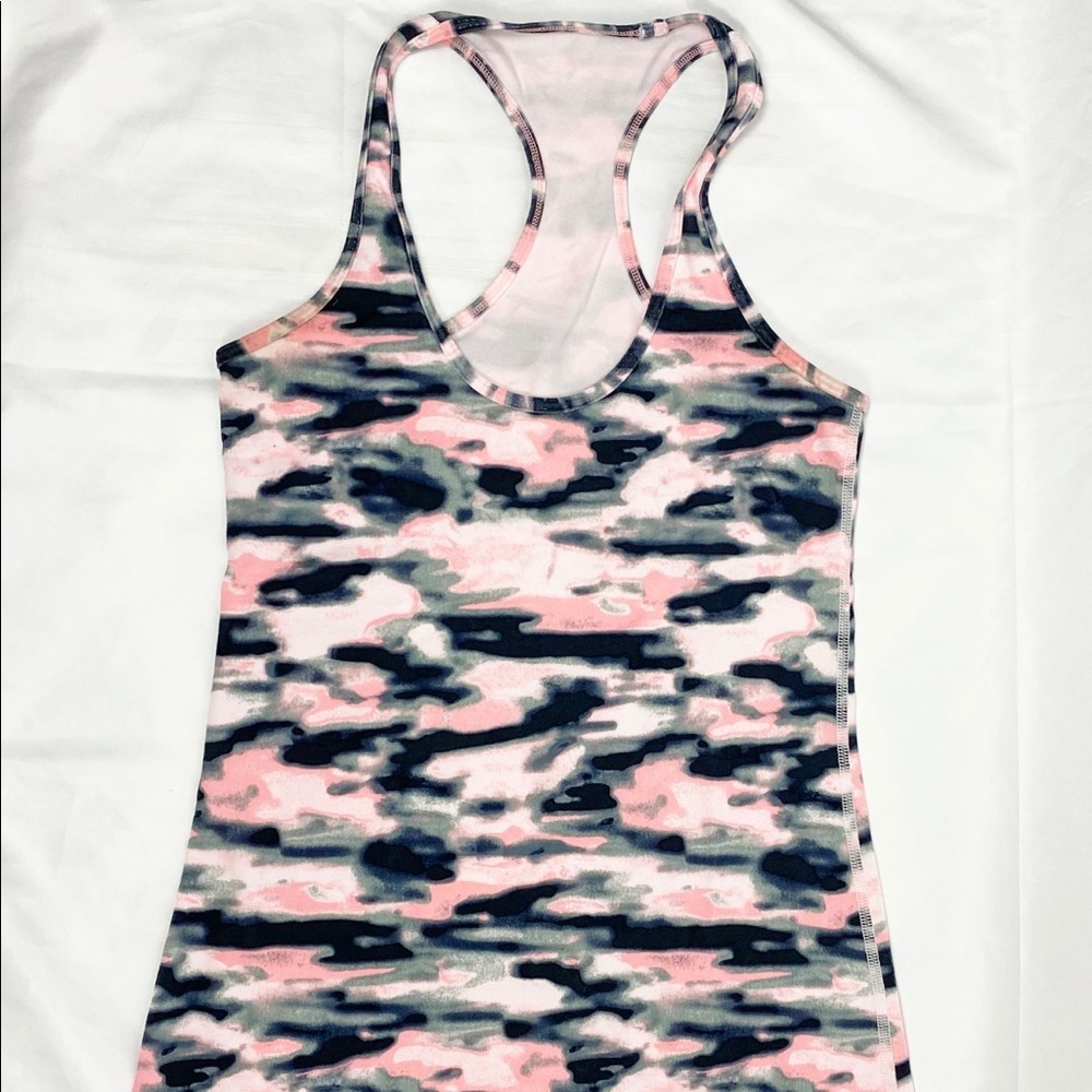 Lululemon Racerback Pink & Grey Camo Tank Top Size 4